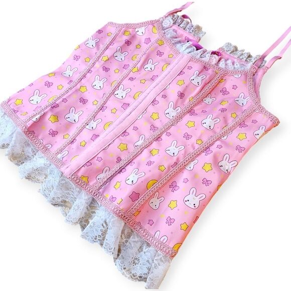 Littleforbig Women's Lace Up Boned Overbust Corset Bustier Bodyshaper - Picture 9 of 9